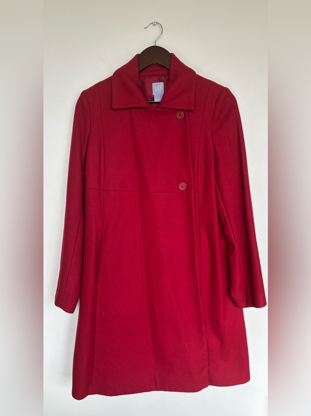 GAP Women's Bright Red Wool-Blend Pea Coat